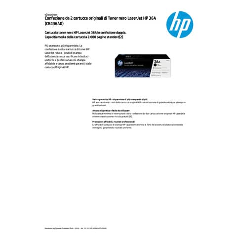 Toner 36A HP nero  Conf. 2 - CB436AD